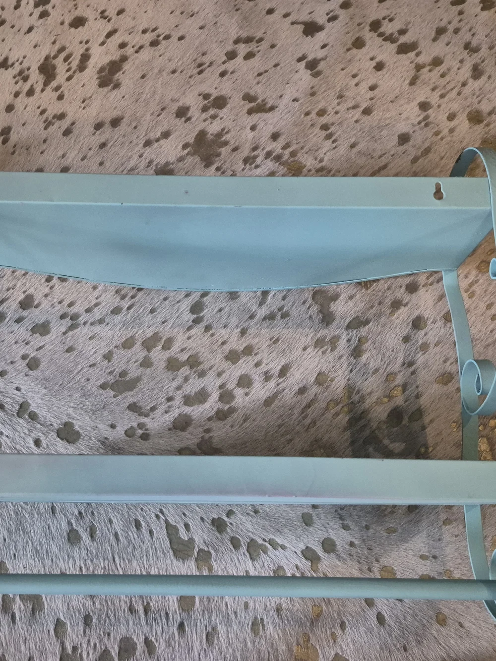 Vintage Metal Aqua Mint Wall Shelf with Mirror Retro